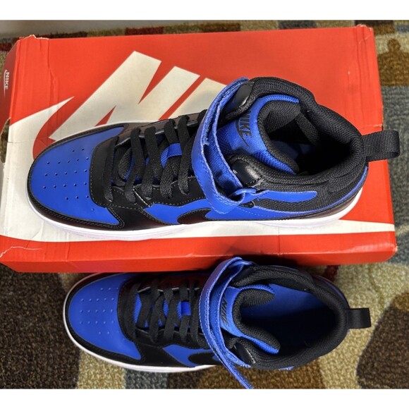 Nike Court Borough Mid 2 (GS) Game Royal/Black/White CD7782-404 Shoes - Picture 3 of 7